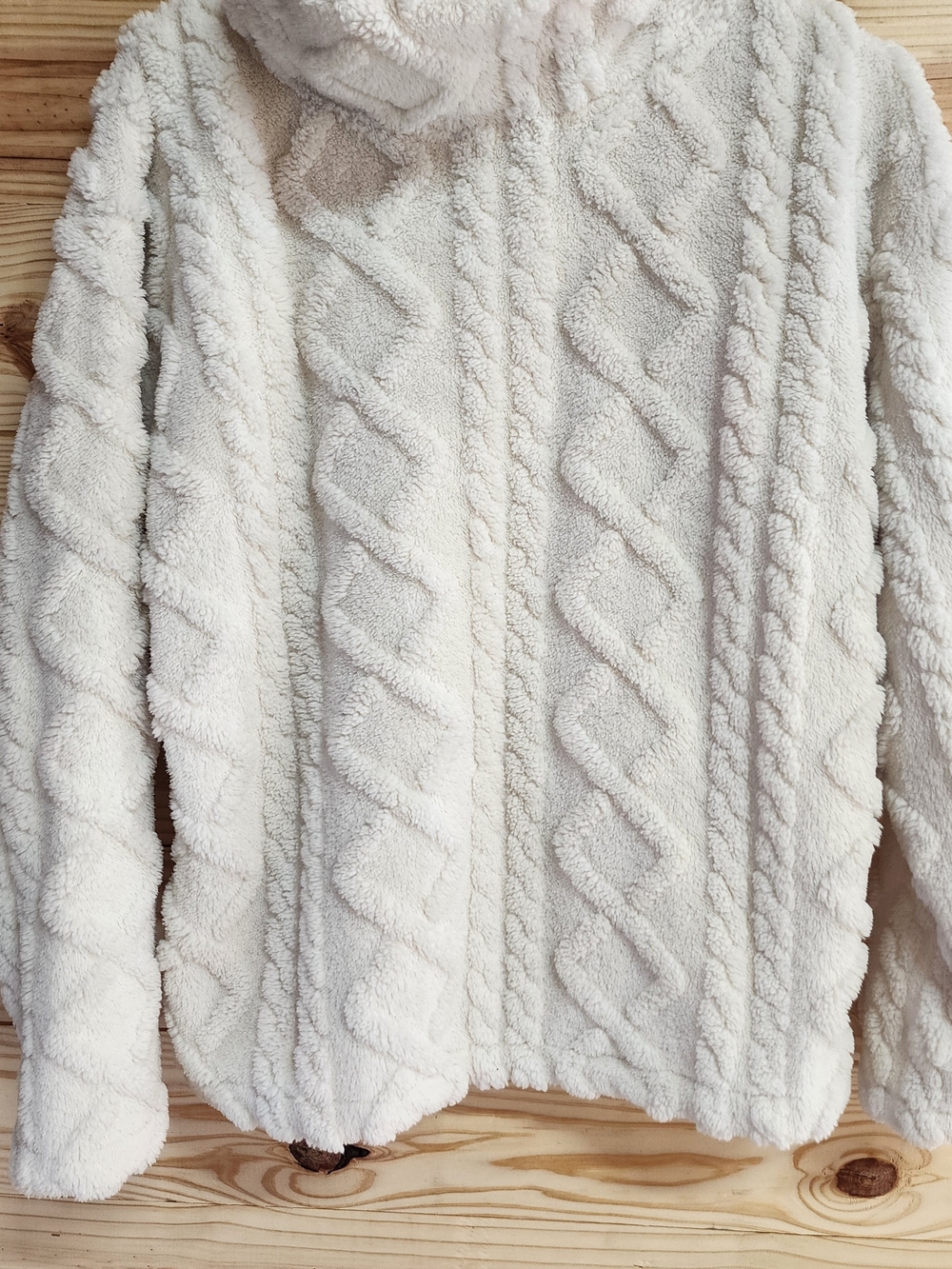 Eddie Bauer Cream Cable-Knit Plush Cowl Neck Sweater